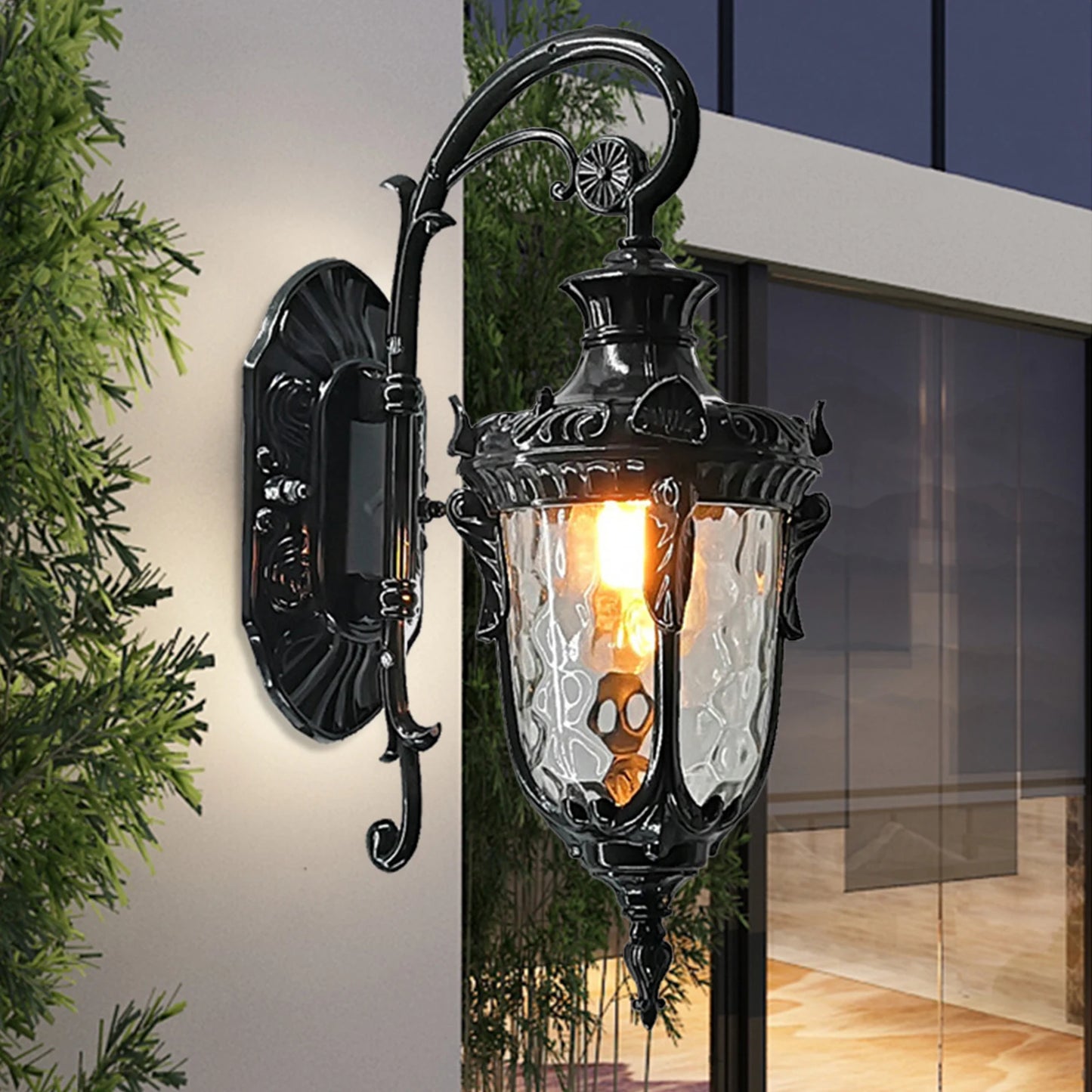 Outdoor Wall Lamp Antique Loft Wood Glass Lamp Vintage Industrial Retro Wall Sconce