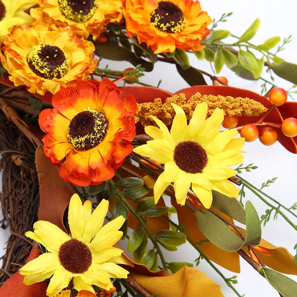 20" Autumn Wreath with Colorful Wildflowers