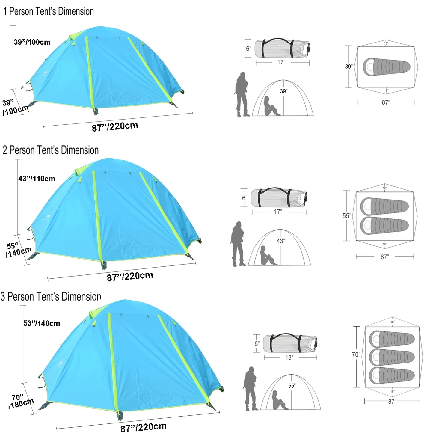 Desert Fox Camping Tent 1/2/3 Person Outdoor /Lightweight Backpacking Tent