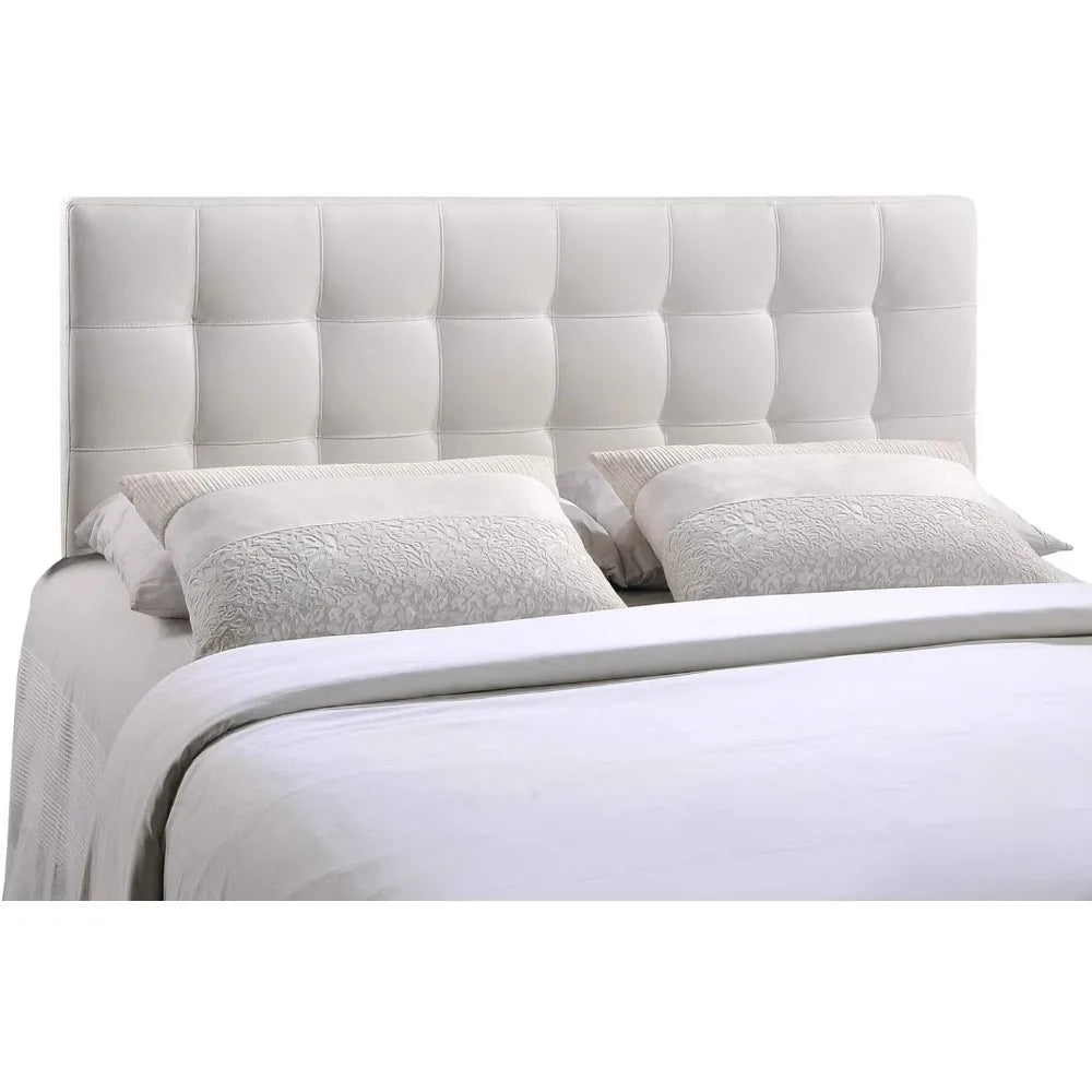 Lily Tufted Faux Leather Upholstered Full Headboard in White