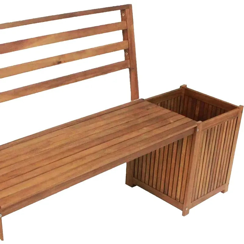 Country Outdoor Wooden Bench, Durable All Weather Backyard Patio, Entryway Balcony, or Deck Furniture Seating