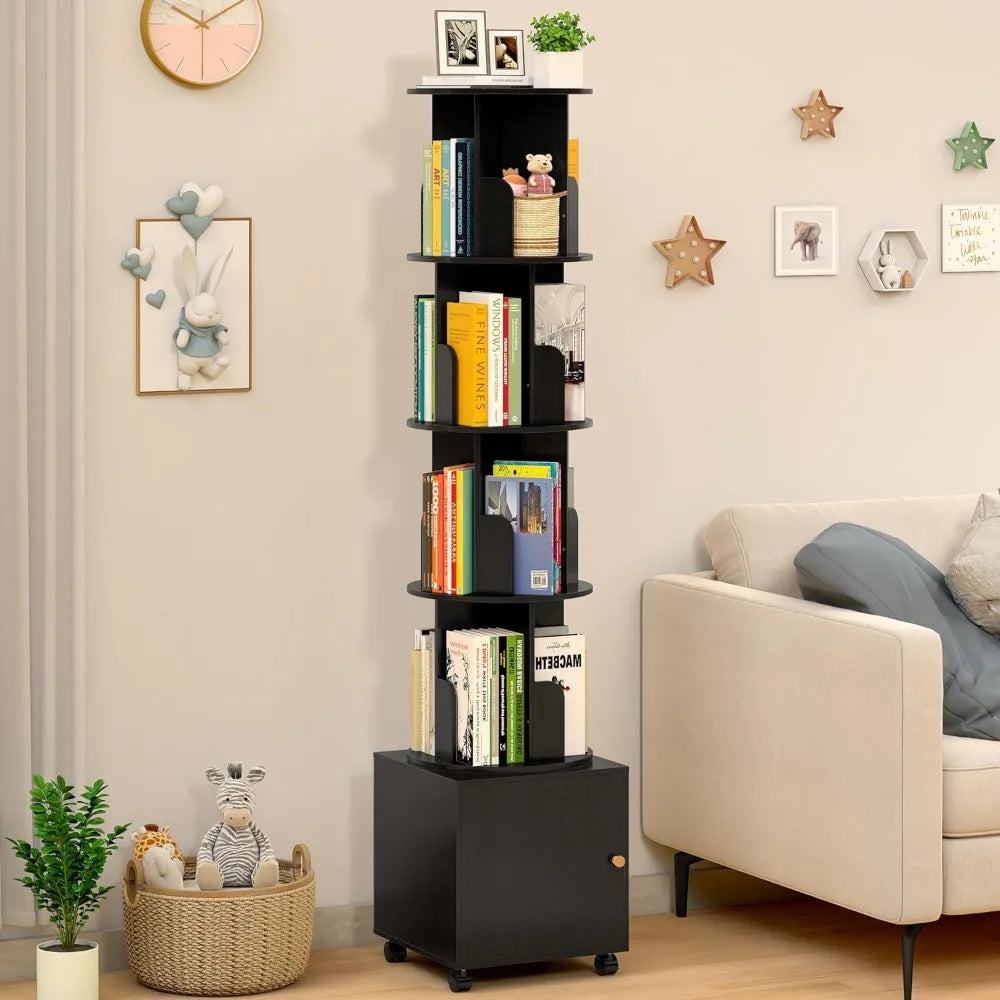 Rotating Floor Standing Tower Bookcase