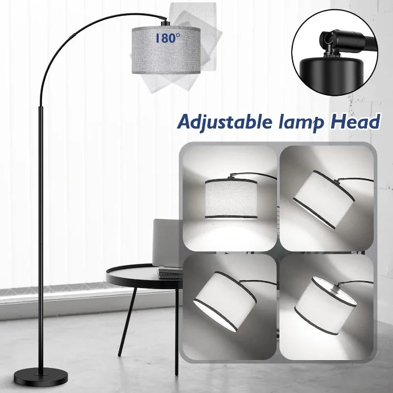 Arc Floor Lamp Remote Control Dimmable, tall Lamp with  Drum Shade