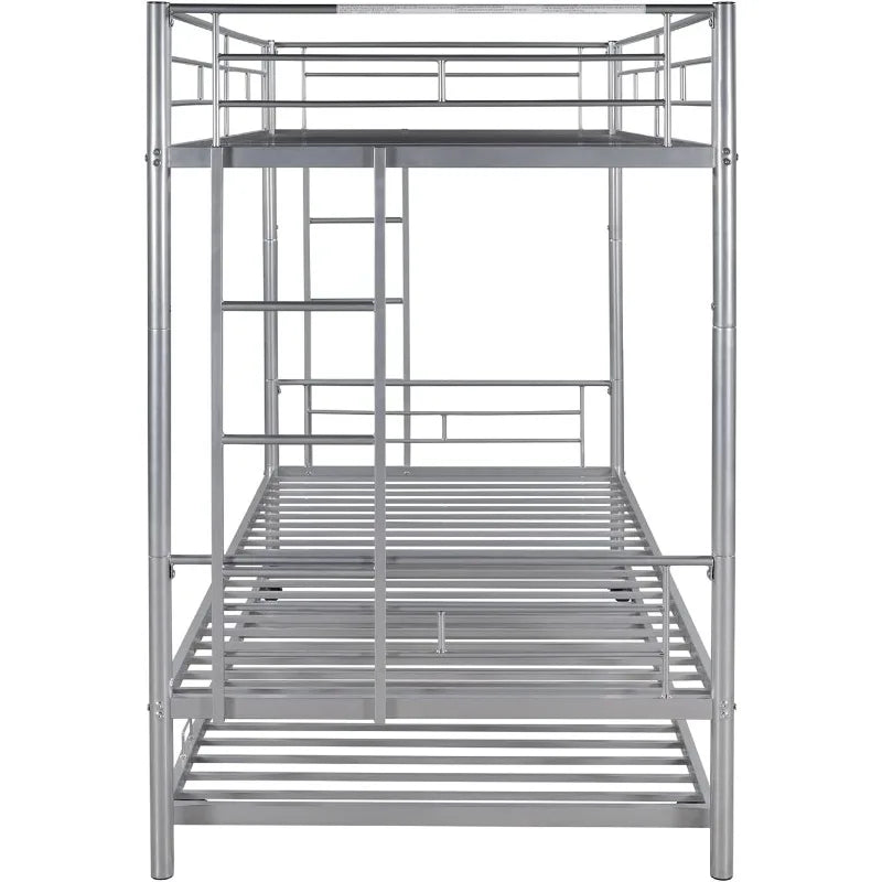 Metal Bunk Bed with Trundle Twin / Beds with Slats Heavy Duty Frame for Adults,/Teens