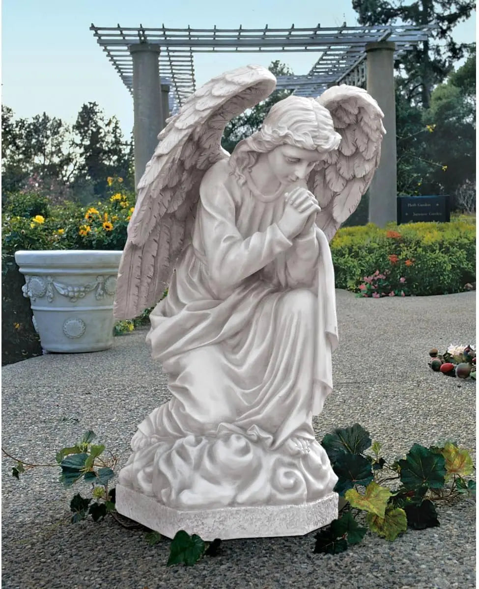 DB24728  Outdoor Garden Statue Praying  Angel, 26 Inch, Antique Stone