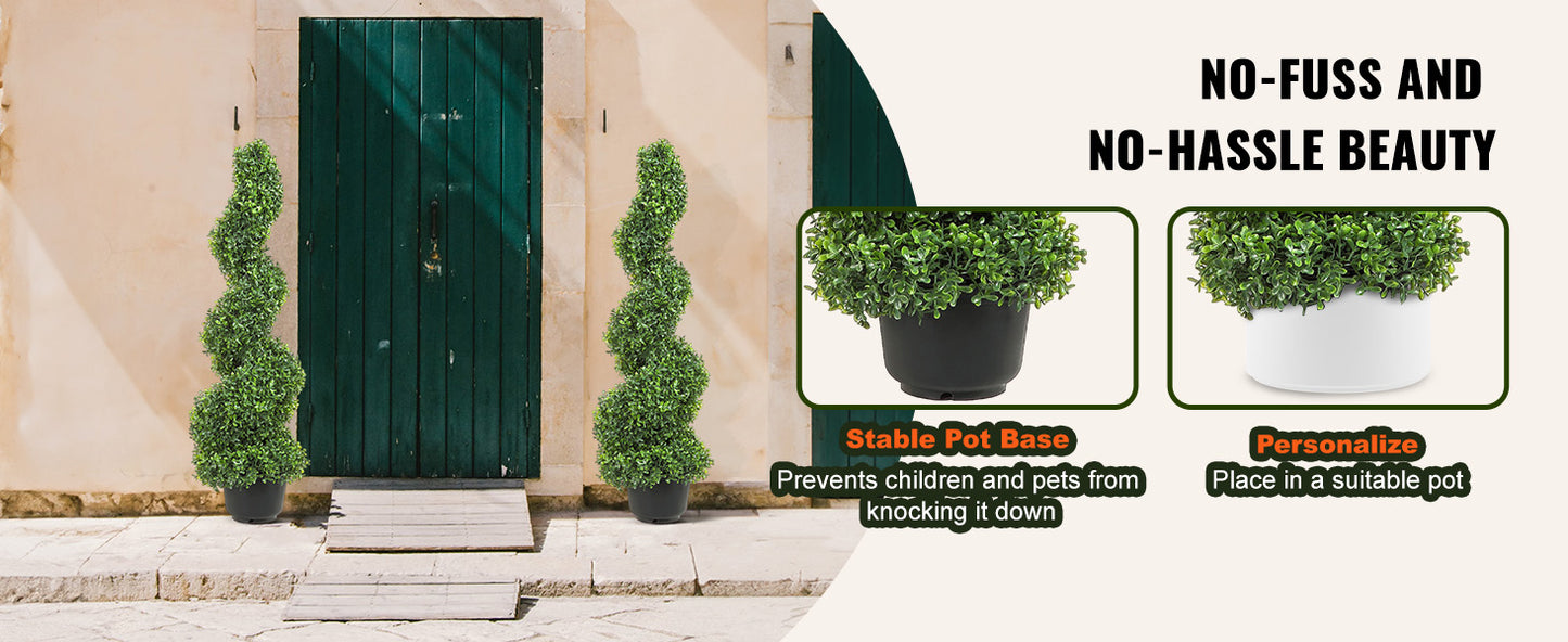 VEVOR 1/2pcs Artificial Boxwood Tower Topiary Spiral Artificial Plant 24/36/48in high Decorative Plants