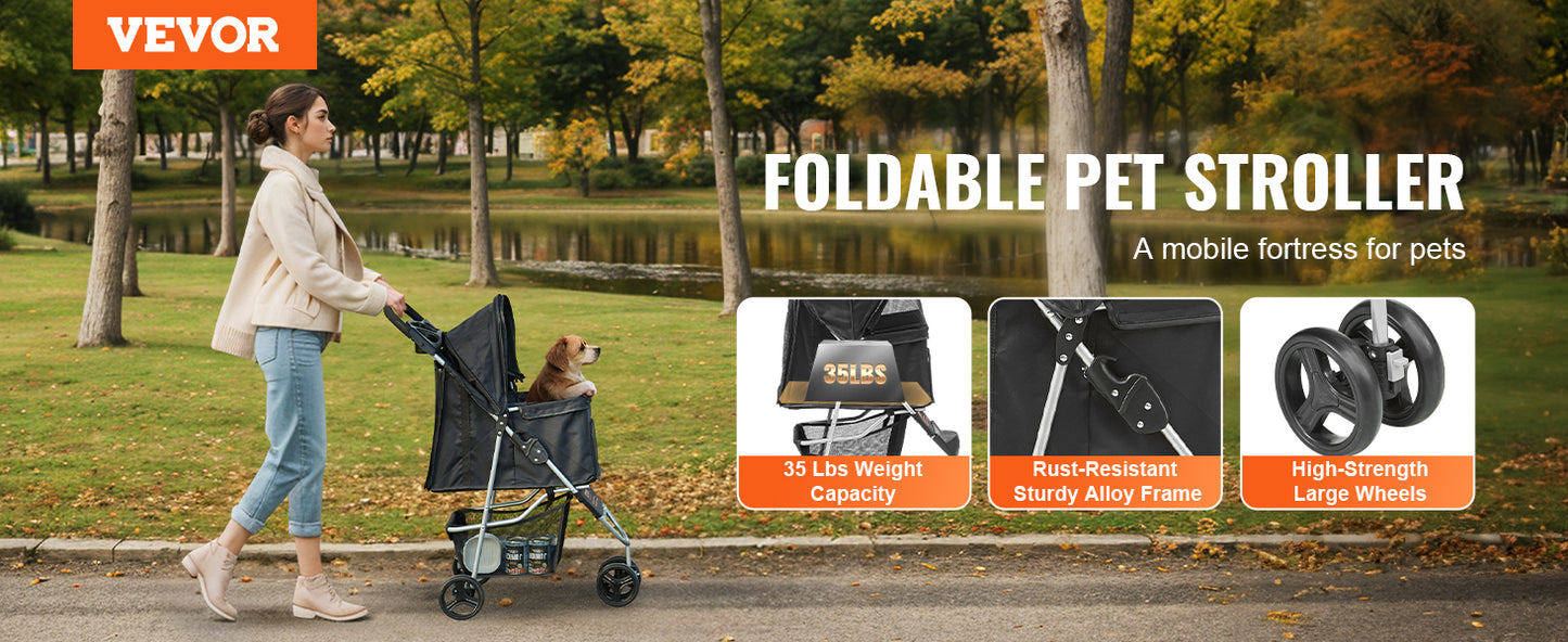 3 Wheel Dog Stroller  for Dogs/Cat Travel